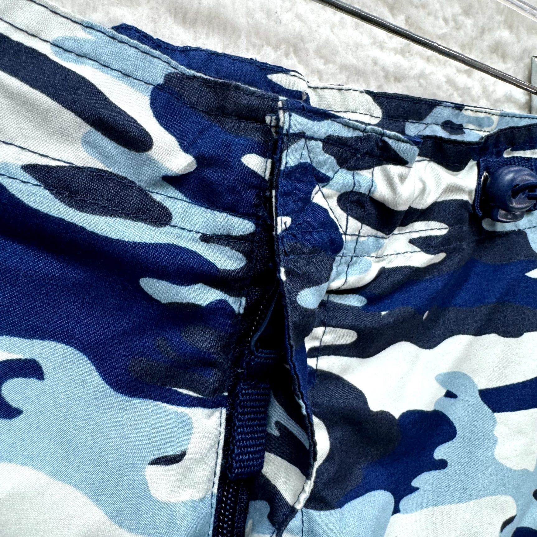 Swims VINTAGE 90s Y2K Basix Girl Swim Shorts L Womens Blue Camo Army Cargo Surfer Sportswear Beach Size 36" / US 14 / IT 50 - 3 Thumbnail