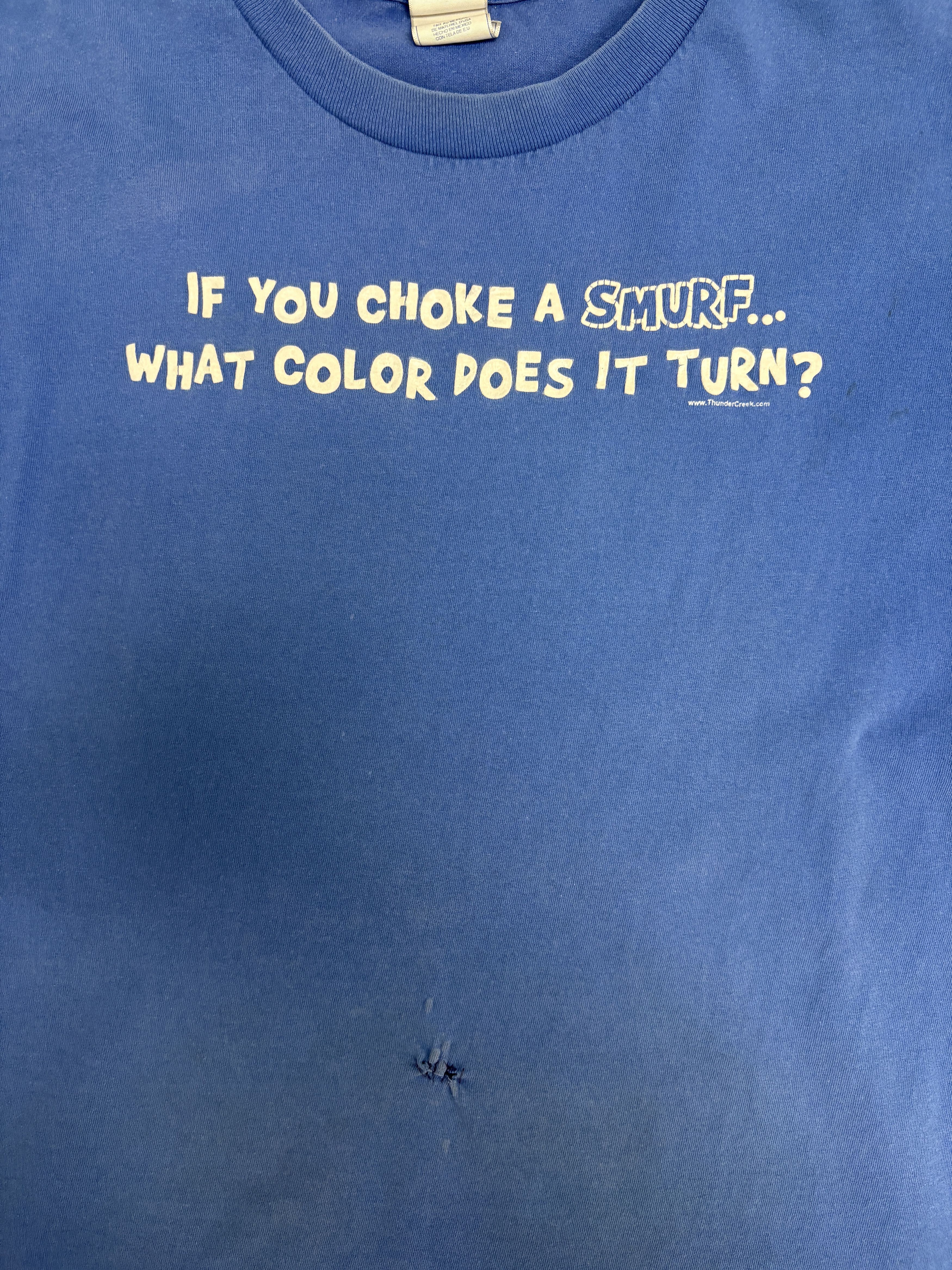 Vintage If You Choke A Smurf Vintage Blue T-Shirt Tee Size US XXL / EU 58 / 5 - 2 Thumbnail