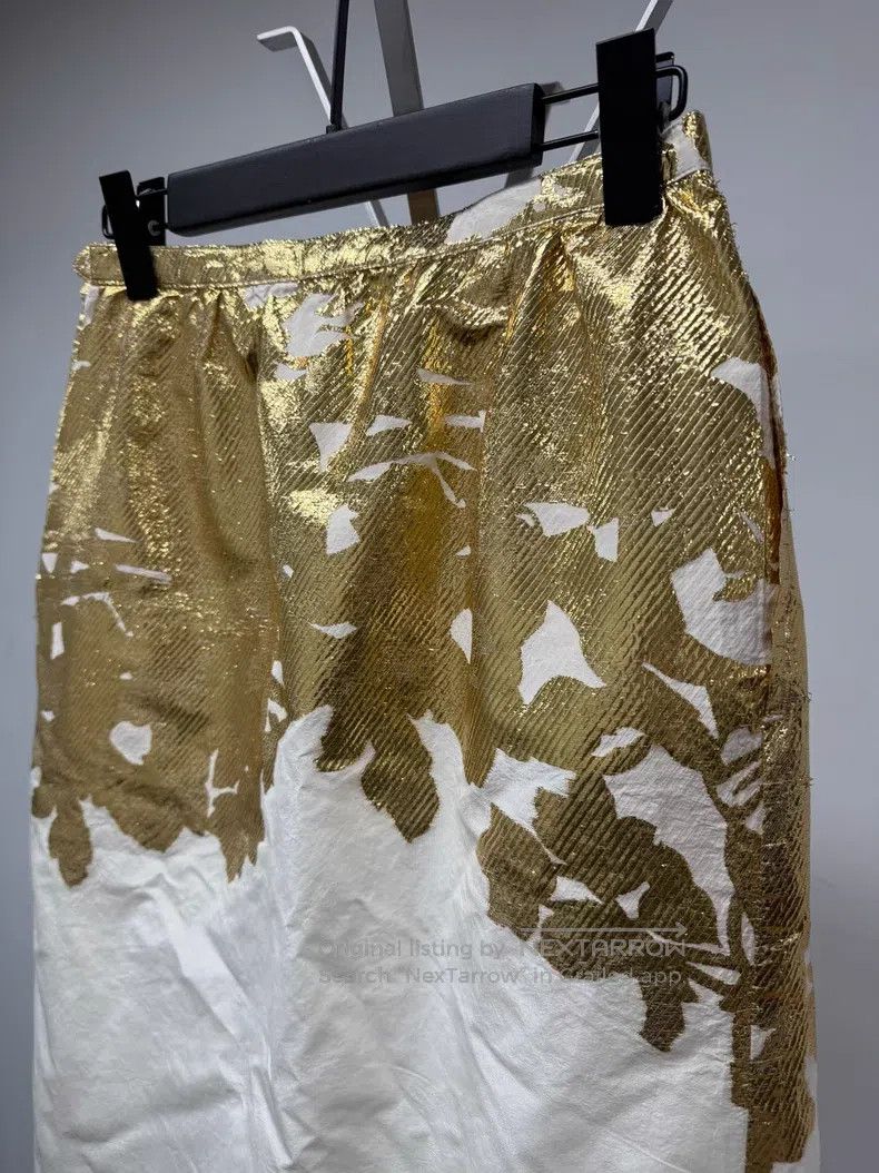Dries Van Noten Dries Van Noten Gold Foil Floral Printed Midi Skirt Size 35" - 4 Thumbnail