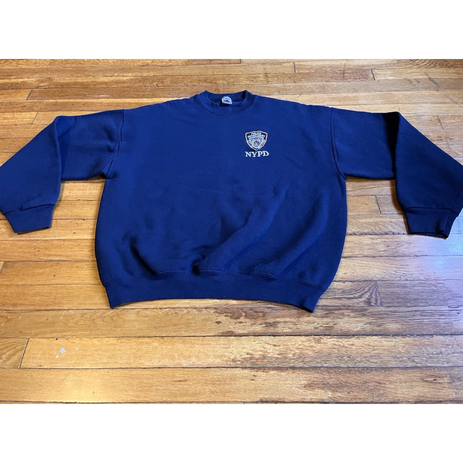 Fruit Of The Loom VINTAGE NYPD Sweatshirt Men’s XL Blue 90s NYPD Logo Embroidered Cotton Blend Jersey Pullover Crew Neck Sweatshirt Size US XL / EU 56 / 4 - 2 Thumbnail