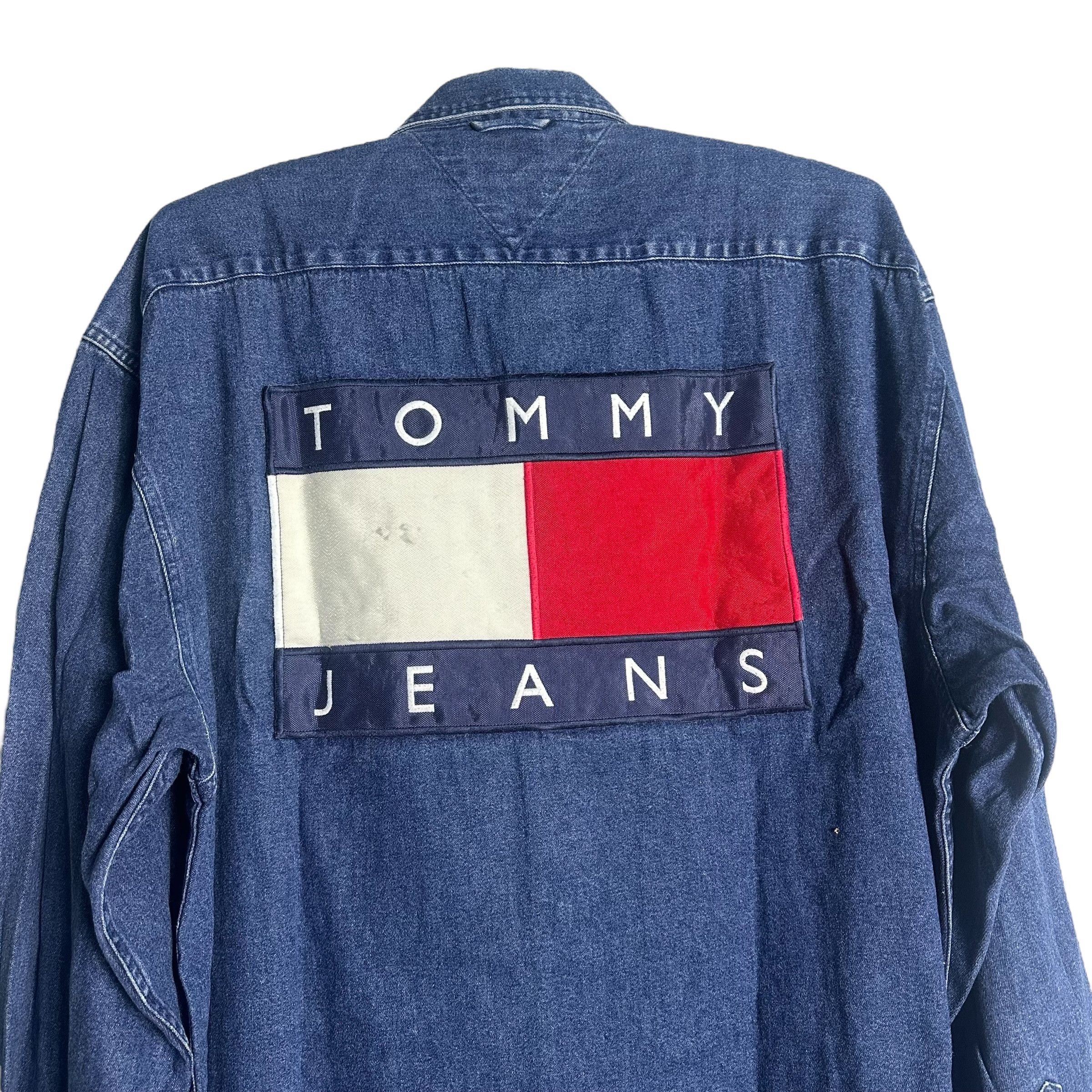 Tommy Hilfiger × Vintage 🔥RARE🔥Vintage Tommy Hilfiger Flag Denim L/Sleeve Shirt Size US L / EU 52-54 / 3 - 2 Thumbnail