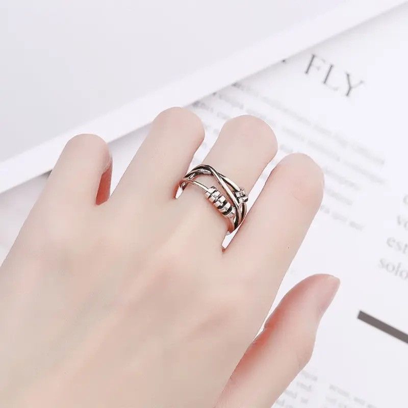 Jewelry × Vintage Anxiety Ring Adjustable Opening Women Men Fidget Ring Size ONE SIZE - 4 Thumbnail