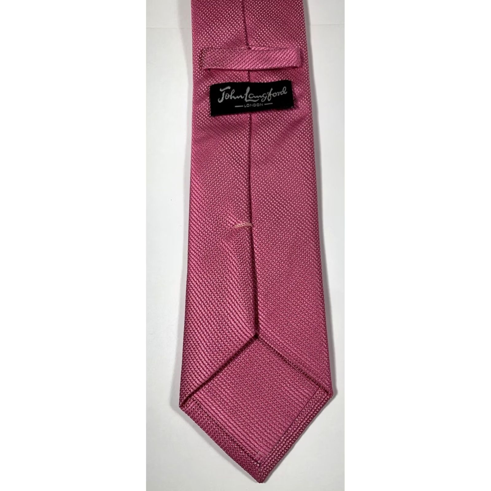 Vintage John Langford London Neck Tie Pink 100% Silk Modern Slim 3" Geometric Mens Tie Size ONE SIZE - 3 Thumbnail
