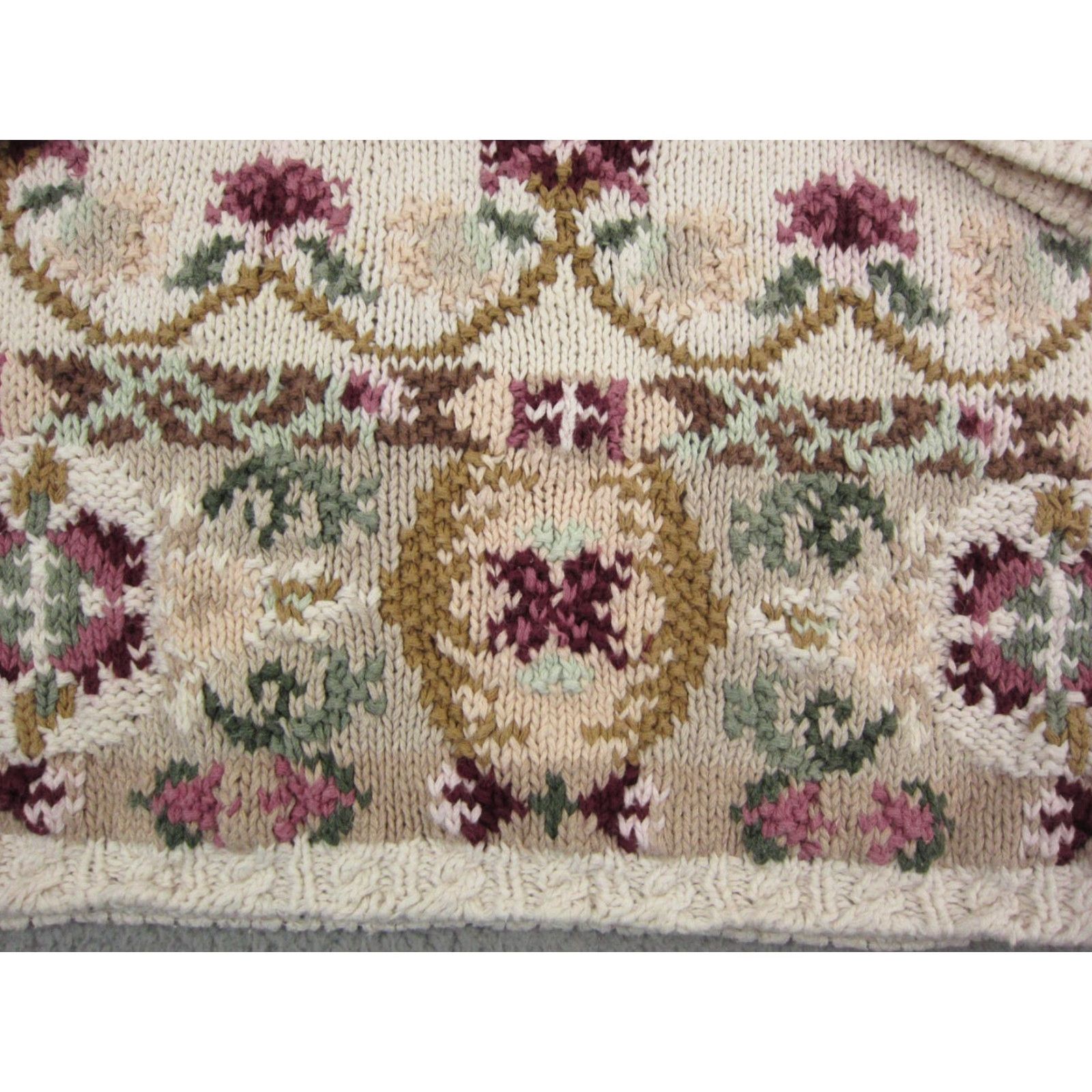 Vintage VINTAGE Honors Sweater Womens M Ivory Floral Knit Pullover 90s Style Long Sleeve High Neck Knitted Flowers Baroque Size M / US 6-8 / IT 42-44 - 6 Thumbnail
