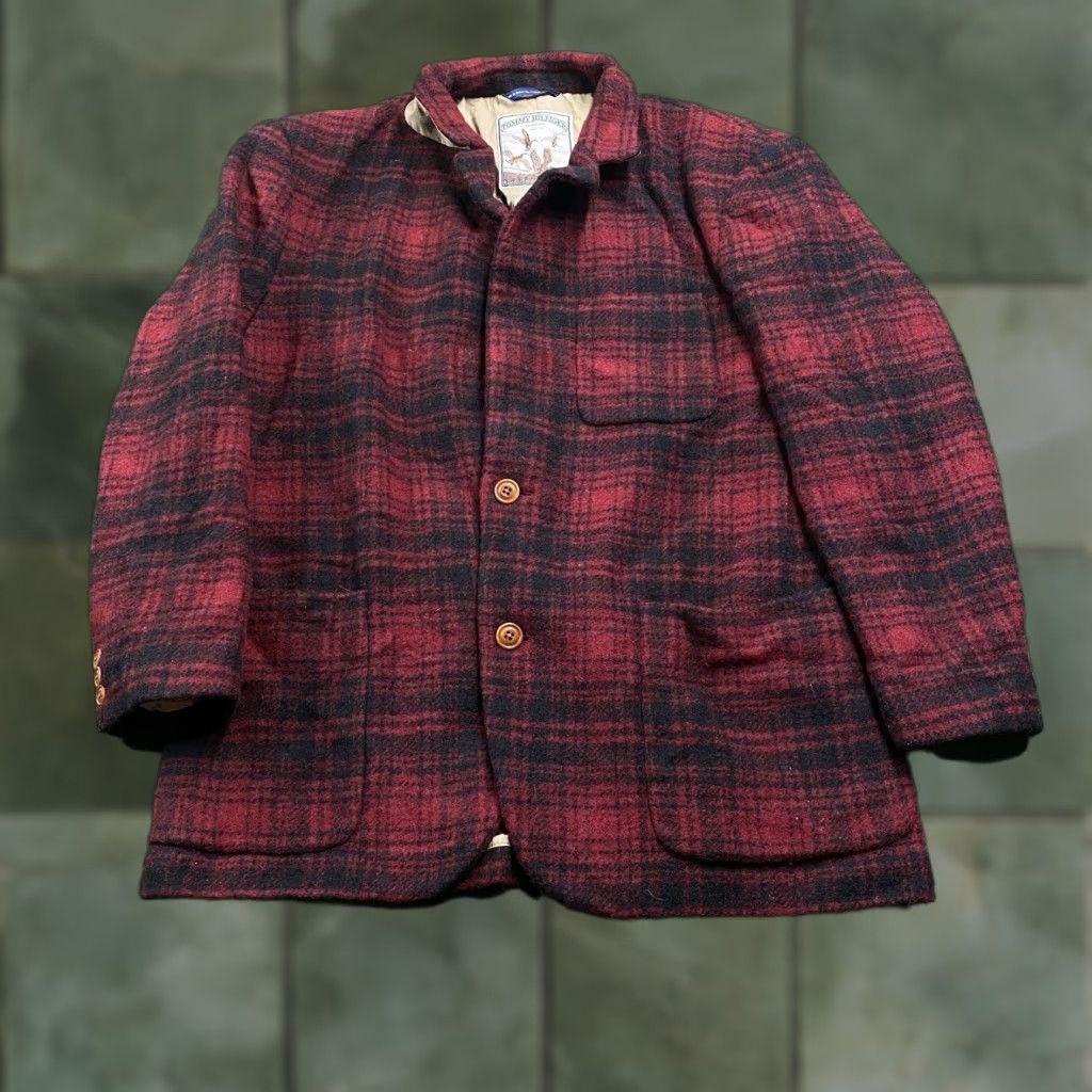 Tommy Hilfiger VINTAGE Tommy Hilfiger Blazer Jacket Mens L Red Plaid Wool 90s Classic Hip Hop USA 3-in-1 Shirt Mens Size 42R - 1 Thumbnail