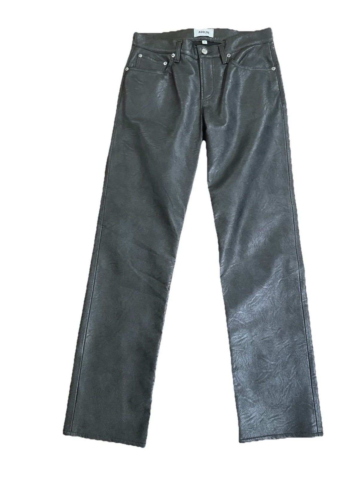 Agolde Women’s AGOLDE Black Leather Straight Leg Jeans Size 27 Size 27" / US 4 / IT 40 - 1 Thumbnail