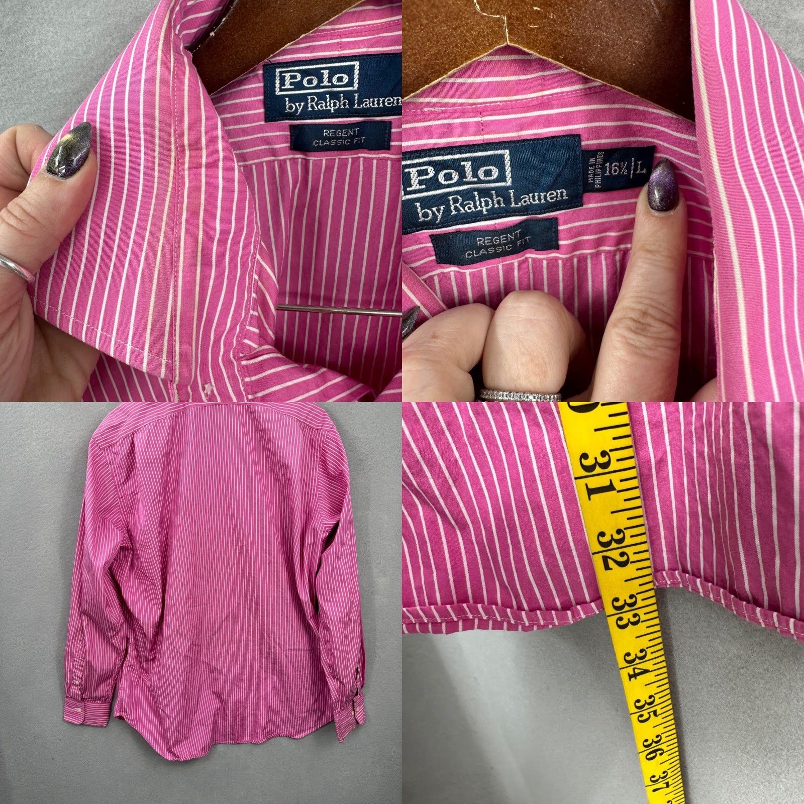 Polo Ralph Lauren VINTAGE Polo Ralph Lauren Shirt Men's 16.5 Large Pink Regent Fit Preppy Dad Polo Ralph Lauren Shirt, 16.5 Large, Pink, Button-Up, Classic, 90s, Mens Size US L / EU 52-54 / 3 - 8 Thumbnail