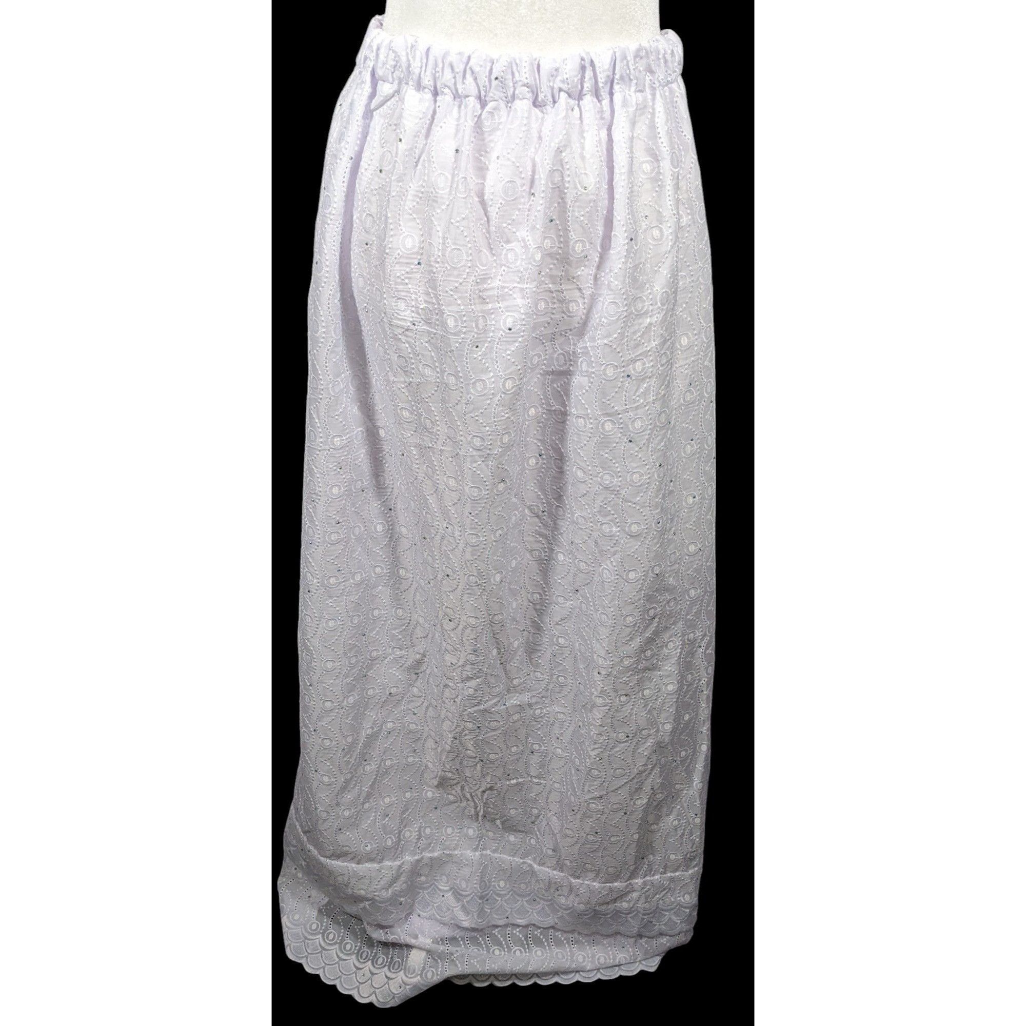 Handmade Handmade Floral Embroidered White With Purple Tint Maxi Skir Size 34" / US 12 / IT 48 - 1 Thumbnail