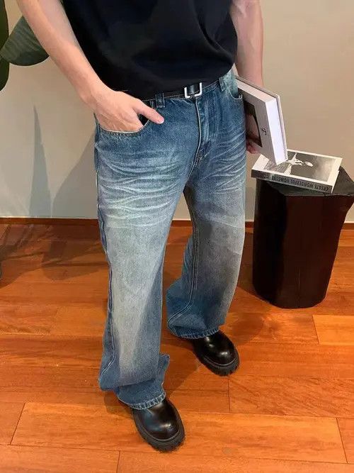 VIBE Loose-fitting washed and distressed vintage jeans Size US 34 / EU 50 - 4 Thumbnail