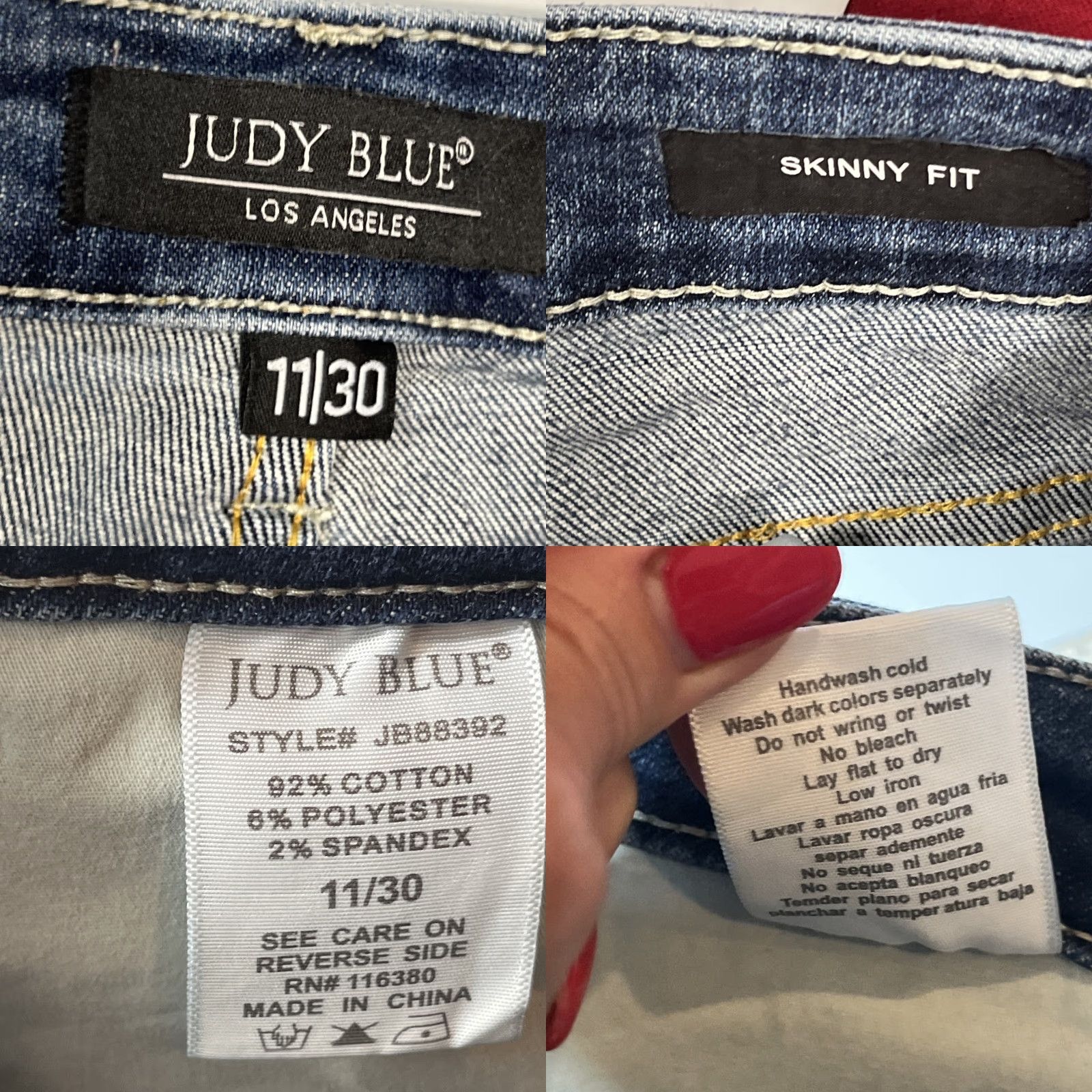Denime Judy Blue JEANS Denim Skinny Fit Women’s 11/30 Raw Cuff Stretchy Inseam 19”/24” Vintageless Black Capri style Casual Size 32" / US 10 / IT 46 - 8 Thumbnail