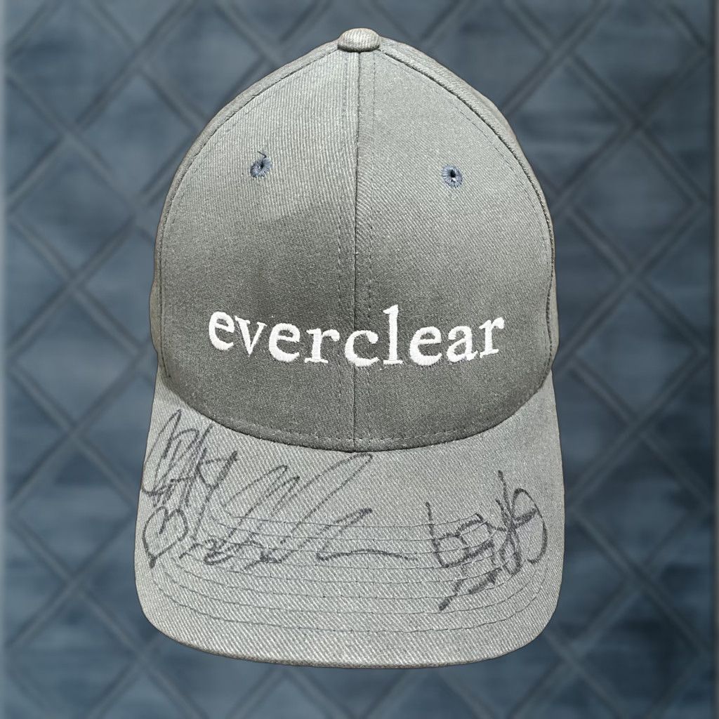 Vintage VINTAGE Flexfit Baseball Cap Hat Mens One Size S/M Green Signed Autograph 90s Punk Rock Tour Size ONE SIZE - 1 Thumbnail