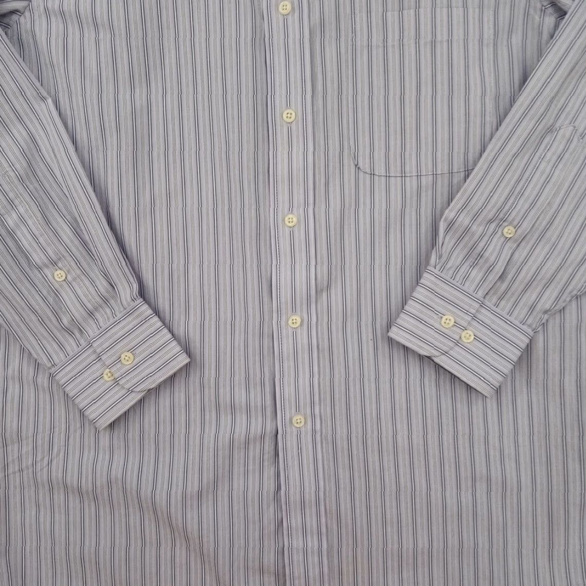 Izod IZOD Shirt Mens Medium Purple Striped Long Sleeve Button Up Cotton Blend Size US M / EU 48-50 / 2 - 3 Thumbnail