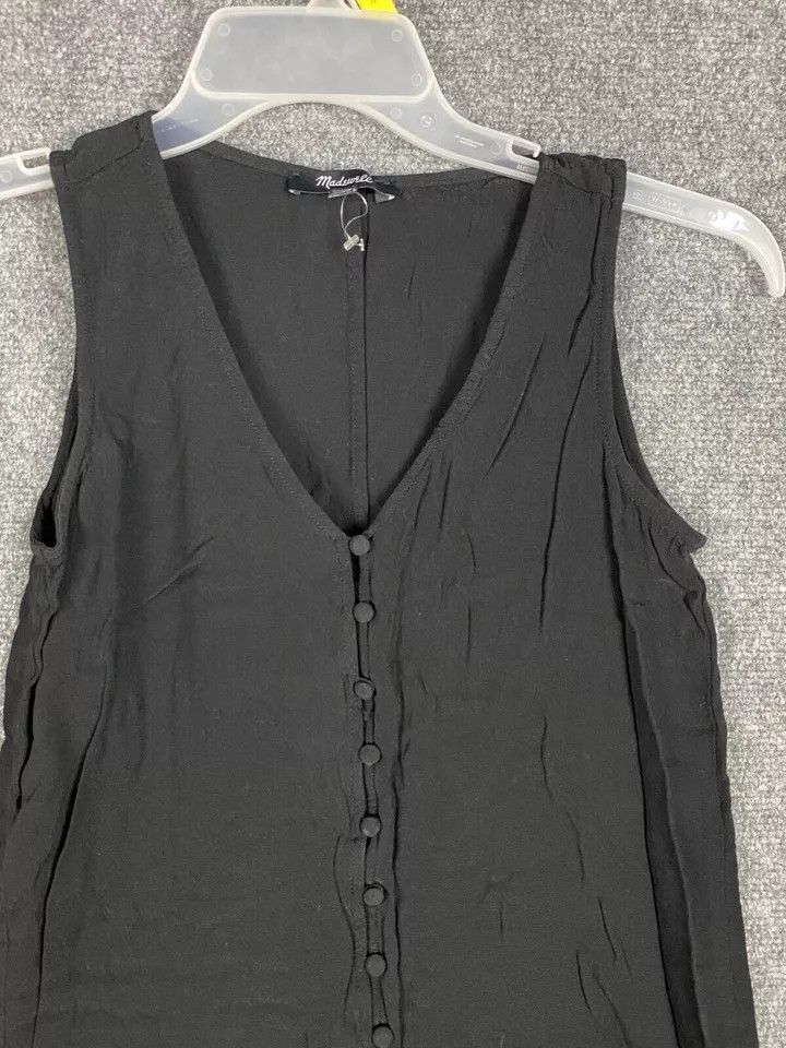 Madewell Madewell Dress Women's XS Button Up Sleeveless Black Viscose Size XS / US 0-2 / IT 36-38 - 2 Thumbnail