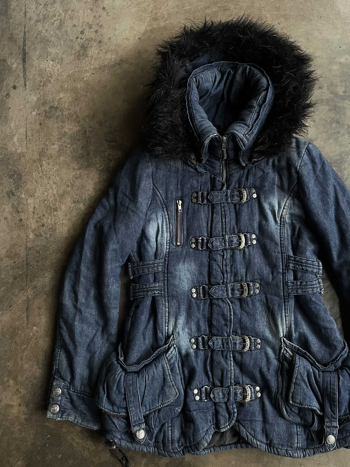 14th Addiction × KMRii × Yasuyuki Ishii Vintage Backs Bono Gothic Bondage Boa Fur Hooded Jacket Punk Size US S / EU 44-46 / 1 - 2 Thumbnail