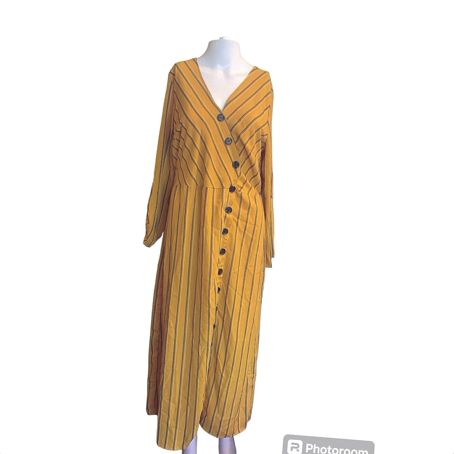 Other Sweet Claire Women Lrg Maxi Faux Wrap Dress Yellow NWT Size L / US 10 / IT 46 - 1 Thumbnail