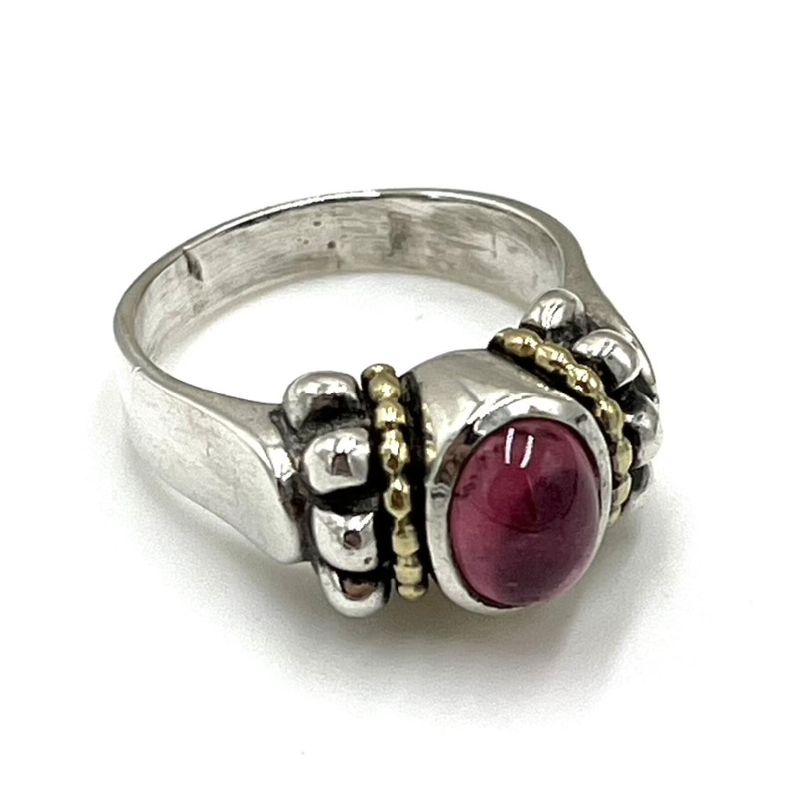 Other Sterling Silver & 18K Gold Tourmaline Lagos Caviar Ring Size ONE SIZE - 2 Thumbnail