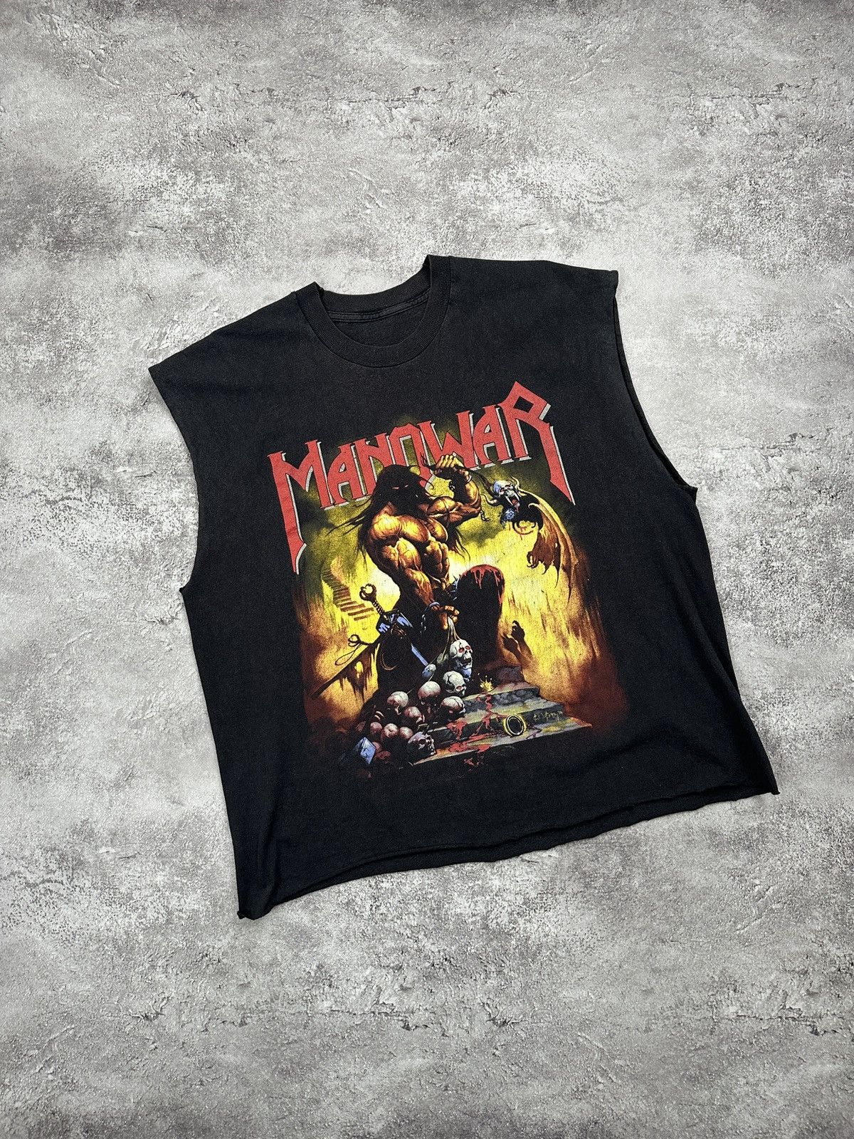 Band Tees Vintage Manowar 1997 T-Shirt Hell On Wheels Tour Sleeveless Size US M / EU 48-50 / 2 - 1 Thumbnail
