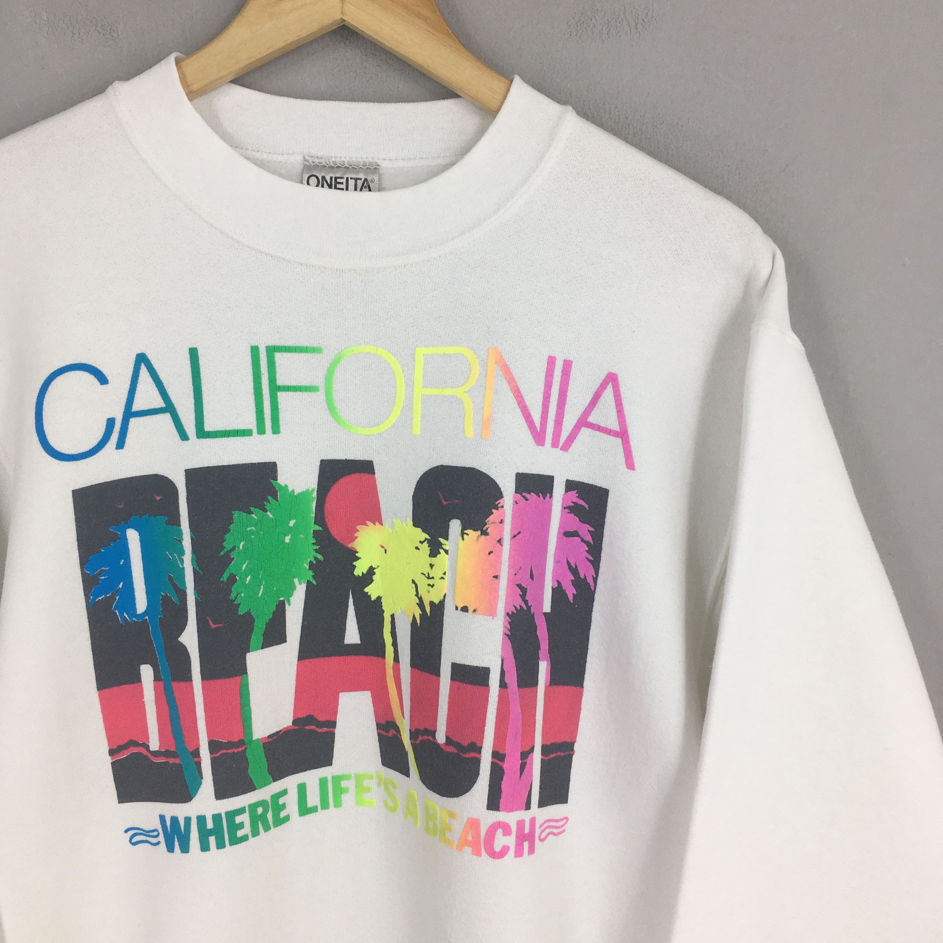 California Arts. Vintage California Beach White Sweatshirt Large Size US L / EU 52-54 / 3 - 2 Thumbnail
