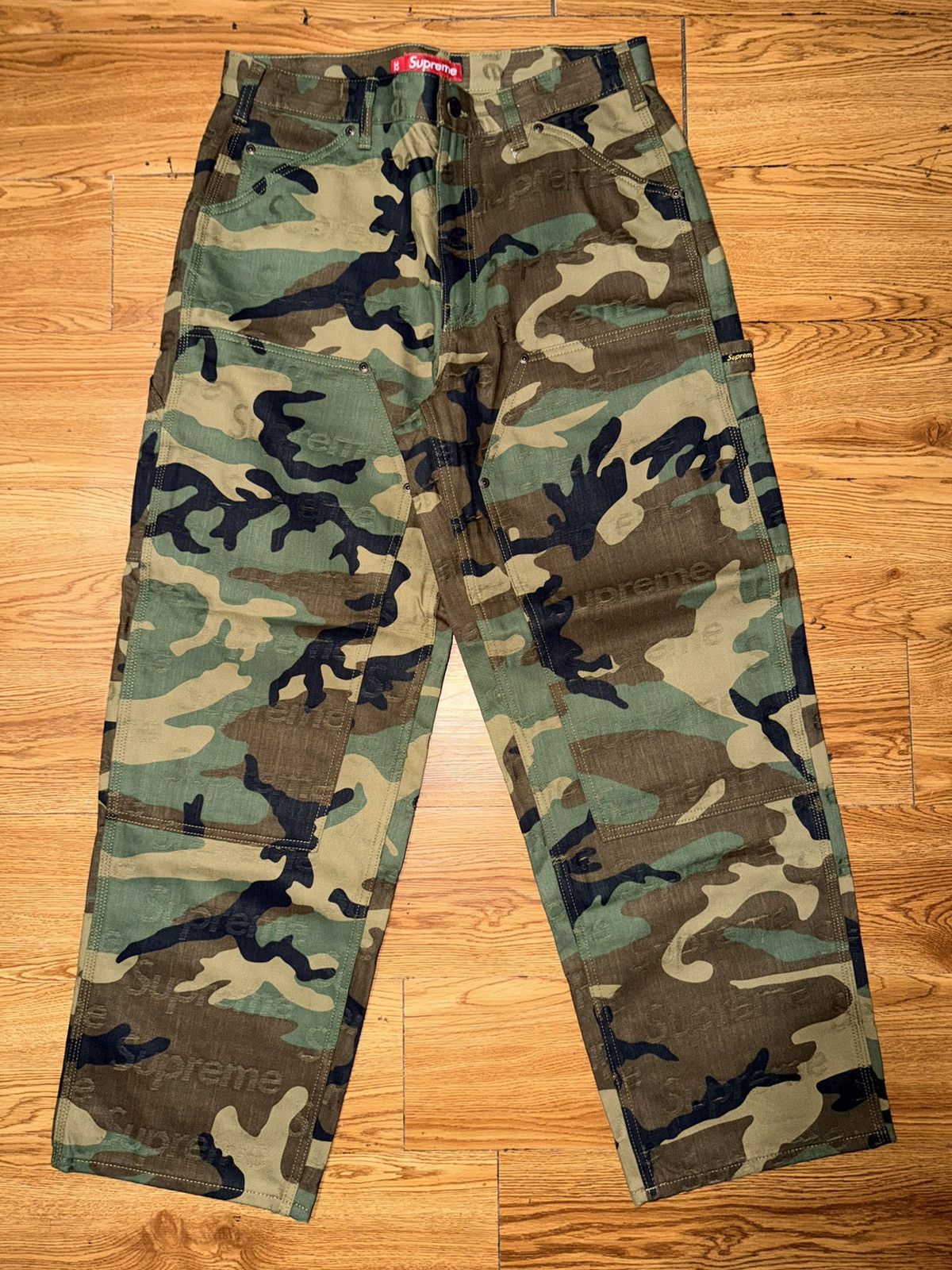 Supreme Supreme Jacquard Logos Double Knee Denim Jean Camo Sz 32 