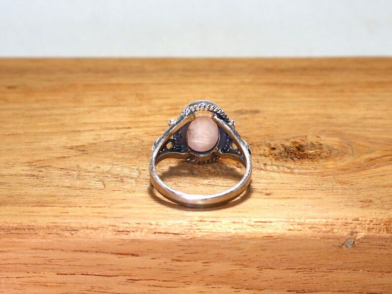 Handmade Handmade Rose Quartz Ring: 925 Silver, January Birthstone Size ONE SIZE - 7 Thumbnail