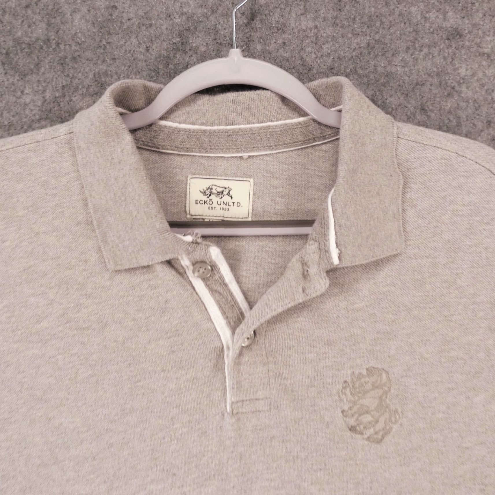 Ecko Unltd. Ecko Unltd Shirt Polo Short Sleeve Gray XL Rhino Logo Mens Size US XL / EU 56 / 4 - 2 Thumbnail
