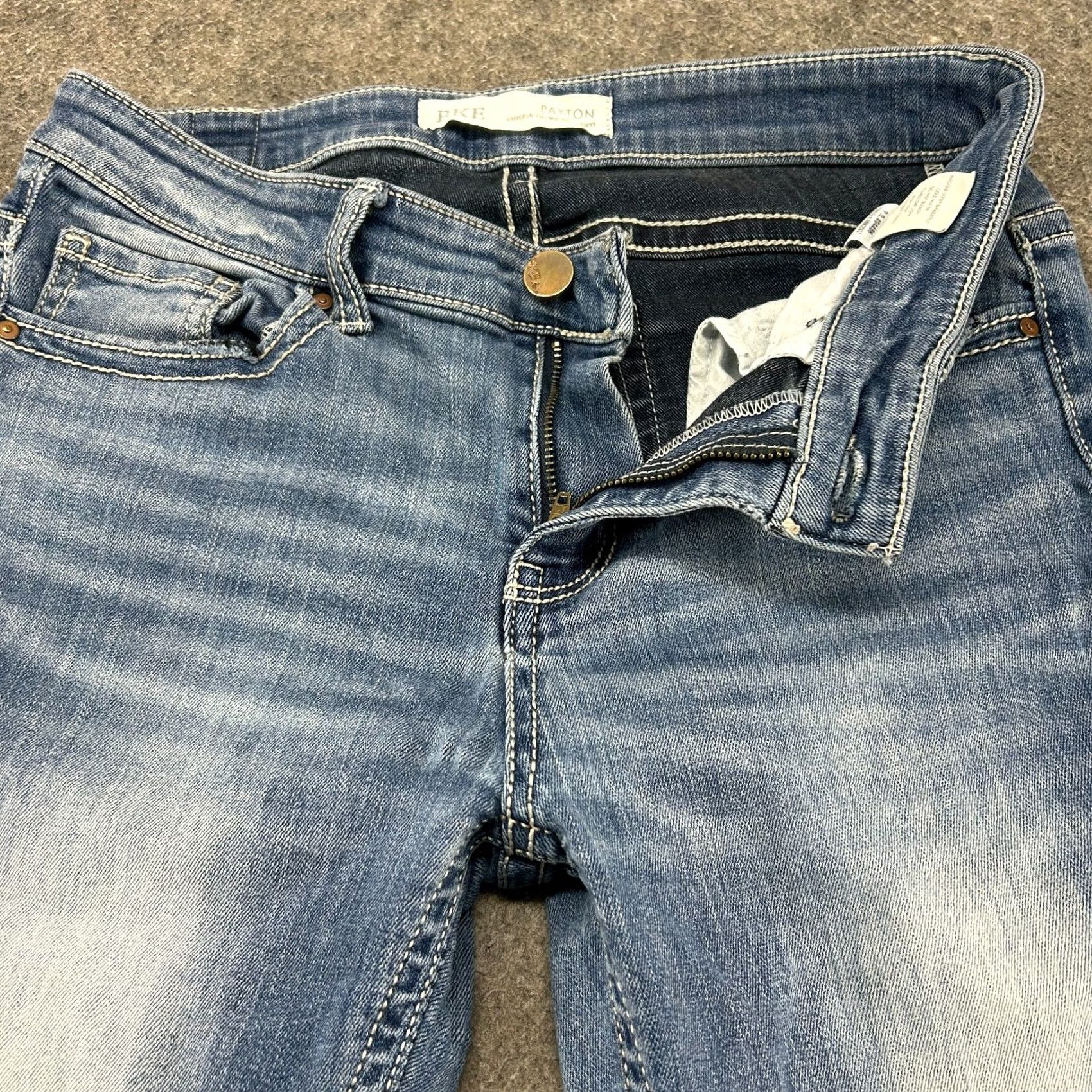 Vintage BKE Payton Jeans Women 27x31.5 Blue Skinny Mid Rise Regular Denim 5-Pocket Distressed Logo Buckle Bke Jeans Size 27" / US 4 / IT 40 - 2 Thumbnail