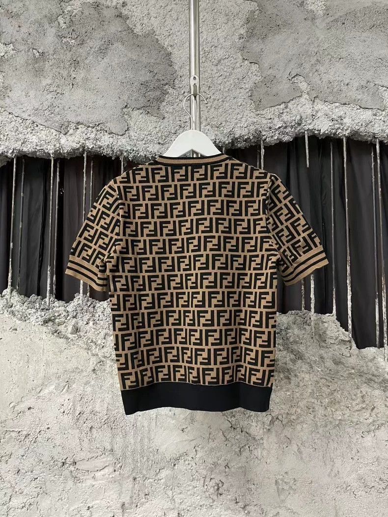Fendi Fendi Brown Logo Print Short Sleeve Knit Top Size US M / EU 48-50 / 2 - 2 Thumbnail