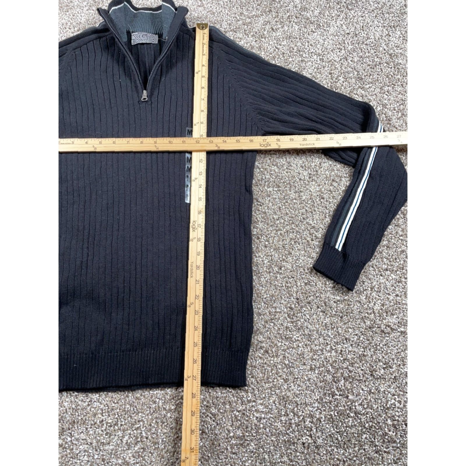 Vintage VINTAGE Extreme Gear Sweater Shirt Adult Medium Black Striped Knit 1/4 Zip 90s Hipster Slim Fit Mens Size US M / EU 48-50 / 2 - 5 Thumbnail