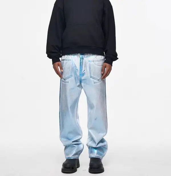 Japanese Brand VIBE High street vintage fluorescent brush wax baggy jeans Size US 32 / EU 48 - 2 Thumbnail