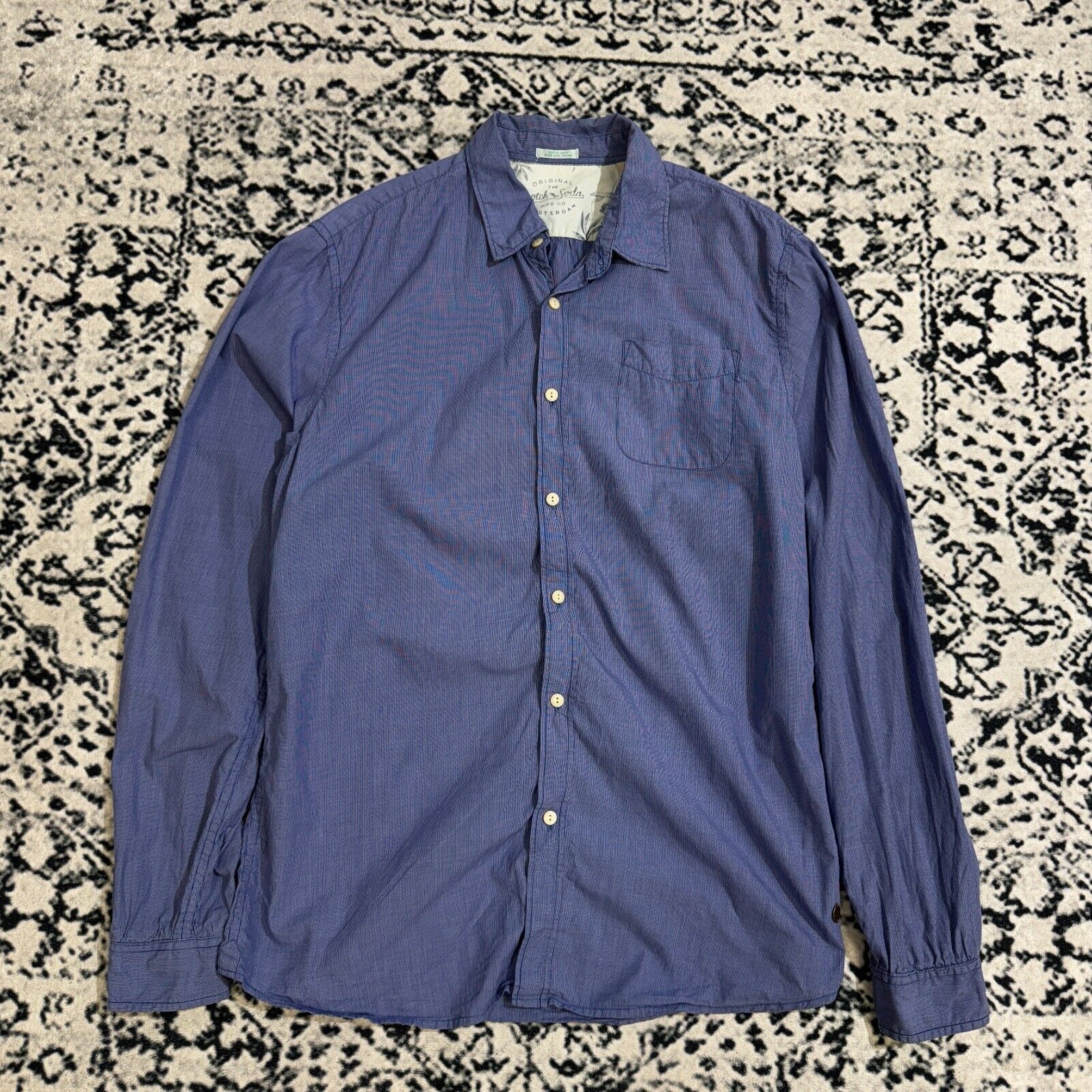 Scotch & Soda × Vintage Vintage Scotch Soda Unisex Blue Cotton Shirt Size L Y2K 90s Size US L / EU 52-54 / 3 - 1 Thumbnail