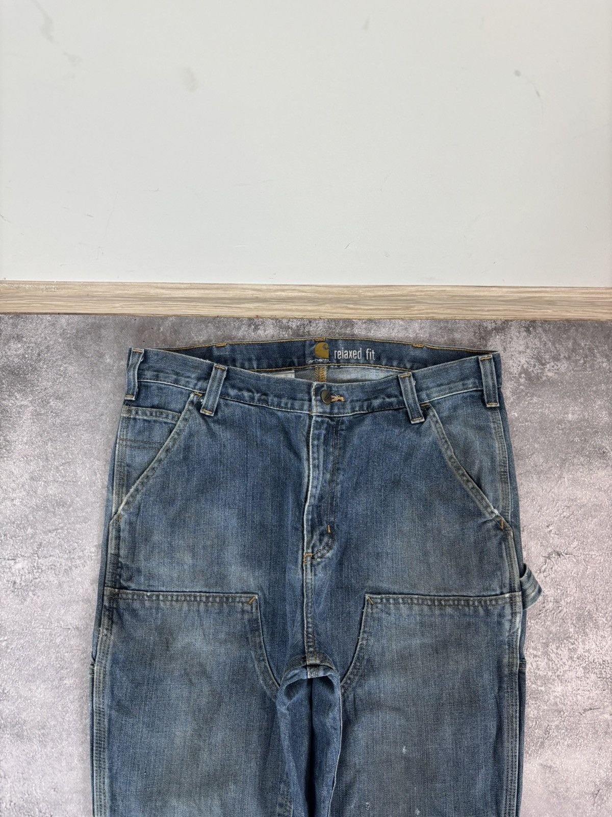 Carhartt Carhartt Men’s Double Knee Denim Jeans Relaxed Fit Blue Size US 34 / EU 50 - 6 Thumbnail