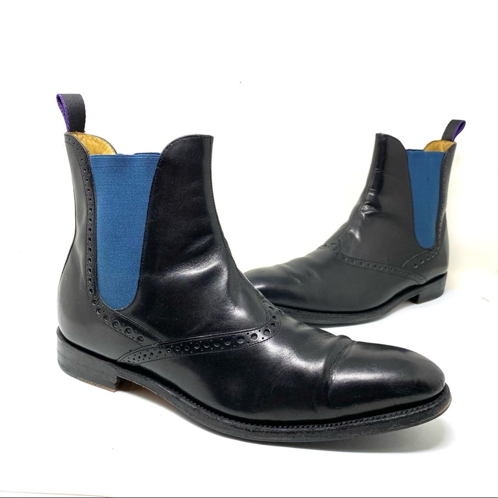Paul Stuart Paul Stuart black leather brogue Chelsea pull on boots 8 Size US 8 / EU 41 - 1 Thumbnail