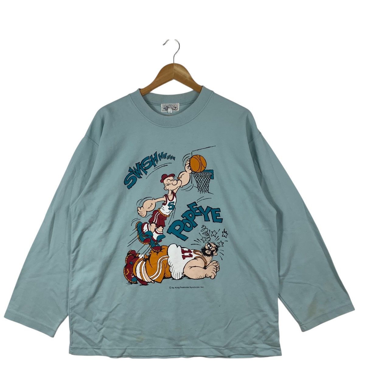 Vintage Vintage POPEYE THE SAILORMAN VS BLUTO Cartoon Sweatshirt Size L / US 10 / IT 46 - 4 Thumbnail