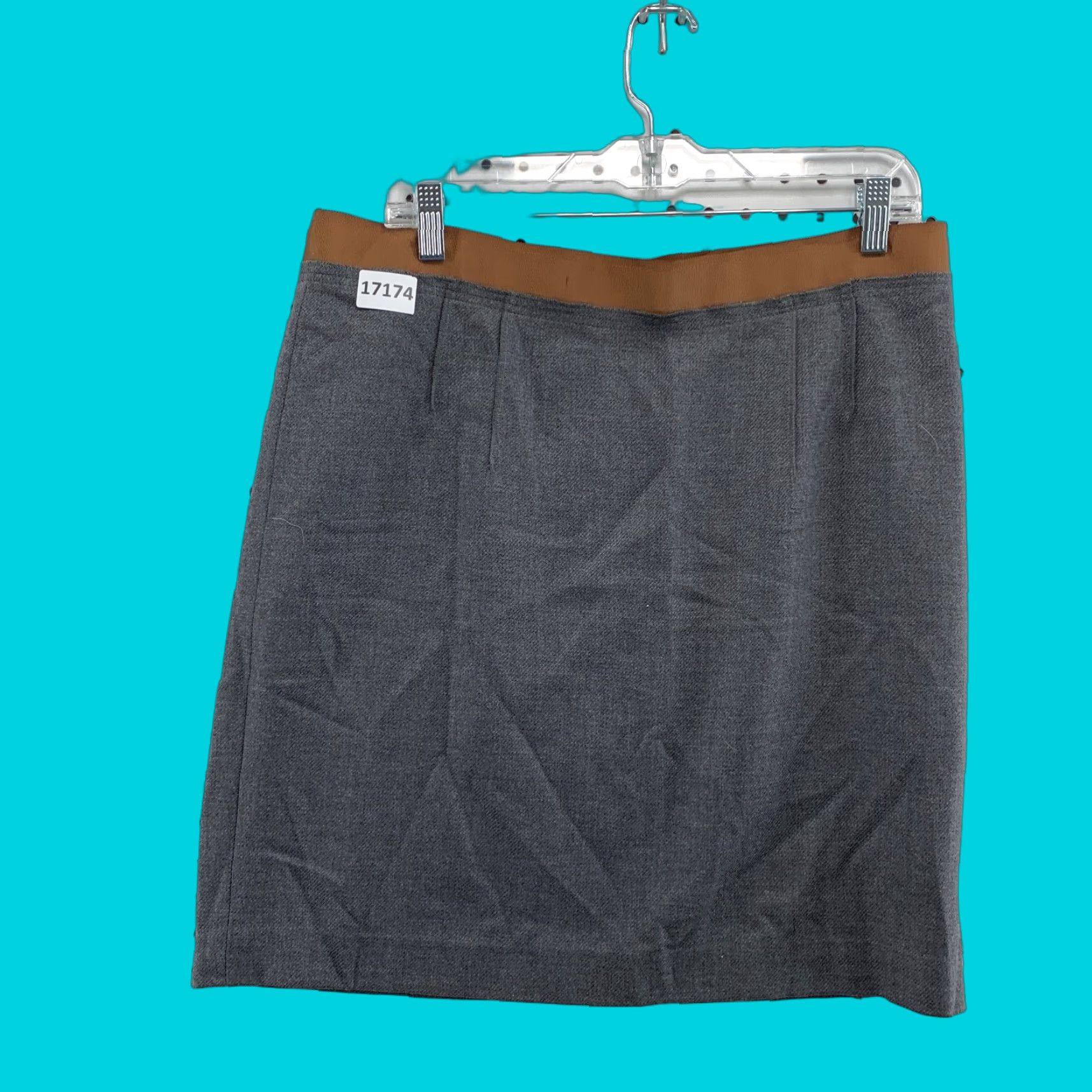 Loft VINTAGE LOFT Ann Taylor Skirt Women's 14 Gray Brown Trim Zipper NWT Size 36" / US 14 / IT 50 - 1 Thumbnail