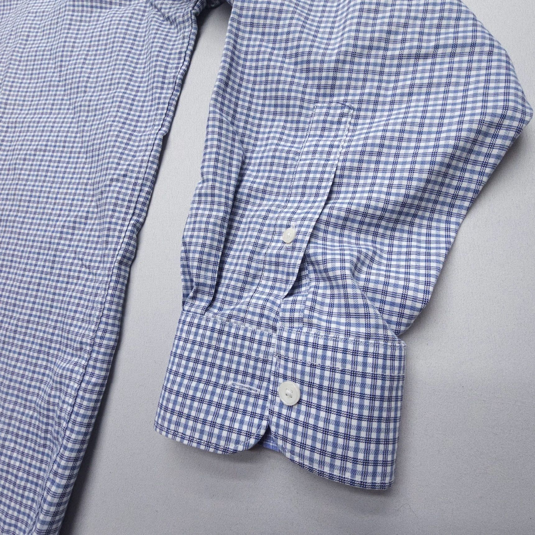 Jos. A. Bank Jos. A. Bank Reserve Dress Shirt Mens XL Blue White Plaid Egyptian Cotton Size 46R - 4 Thumbnail