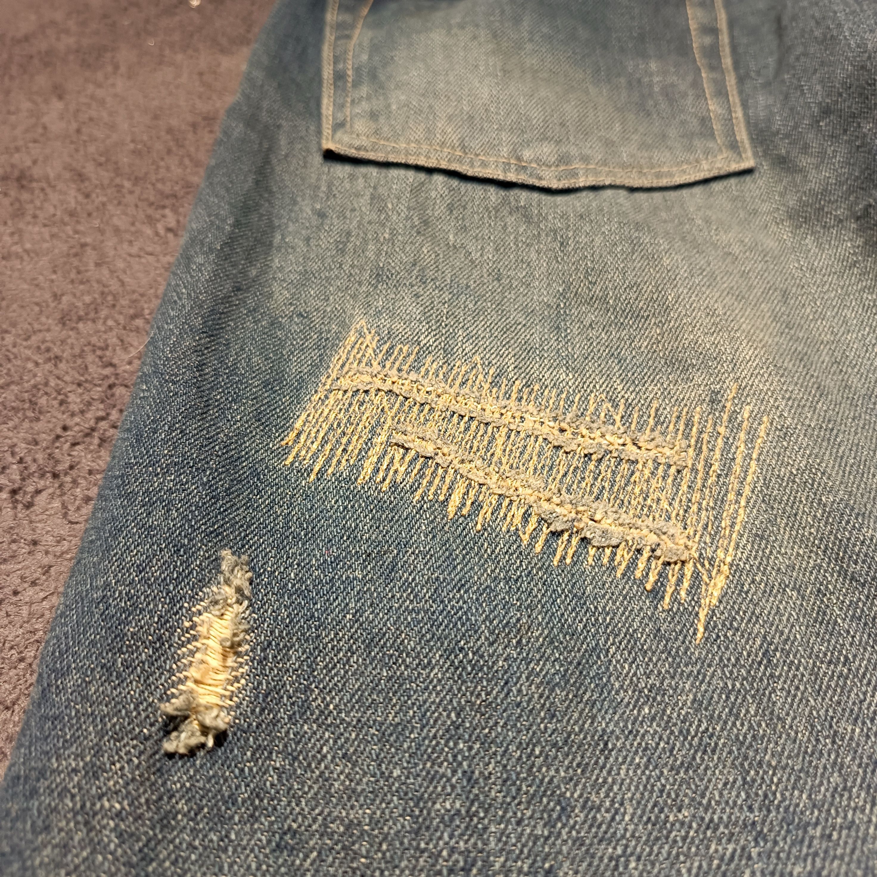 If Six Was Nine × Japanese Brand 🇯🇵 Y2k Japanese Ripped Denim Size US 34 / EU 50 - 5 Thumbnail