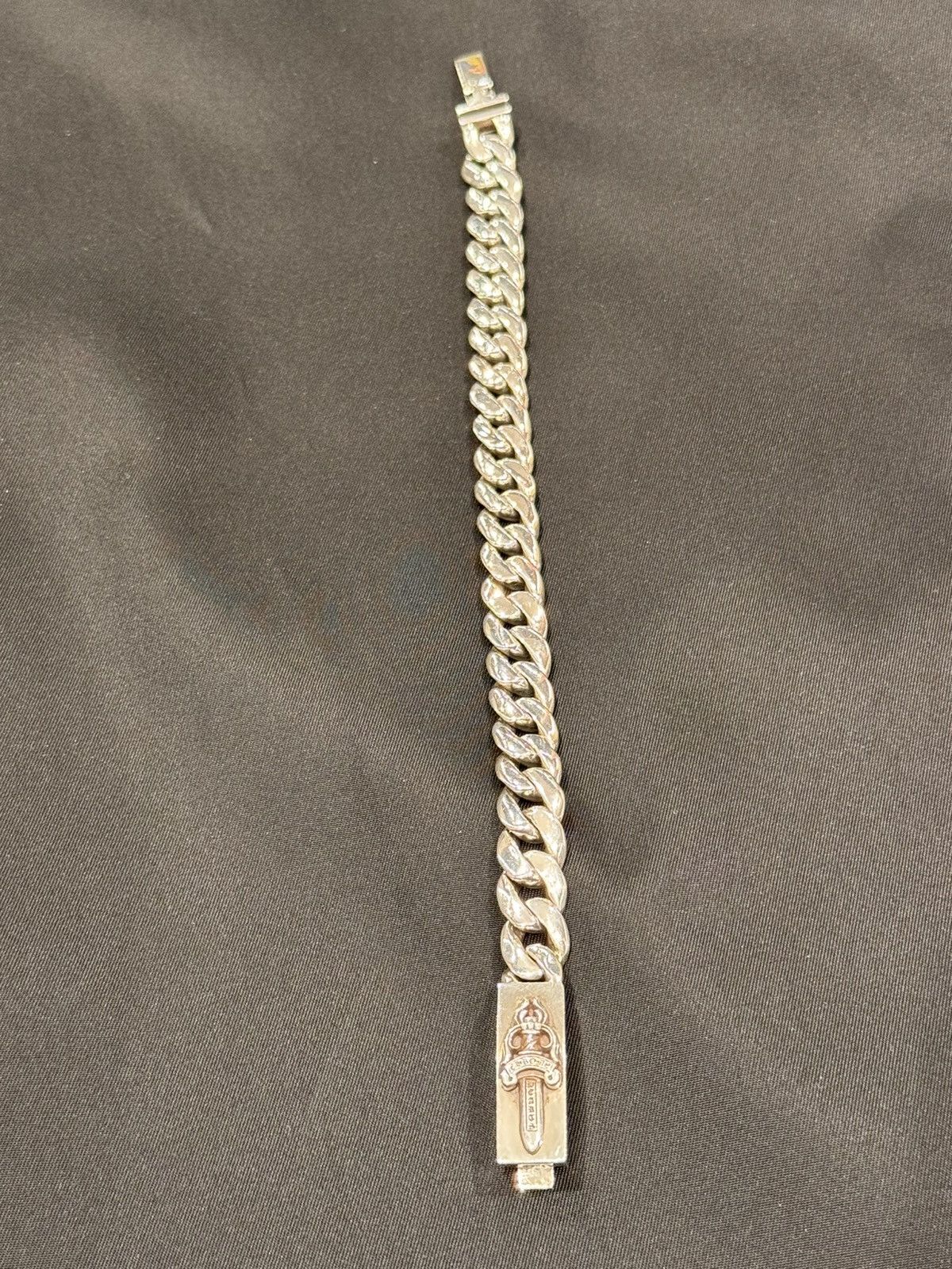image of Chrome Hearts Dagger Cuban Link Bracelet in Silver, Men's