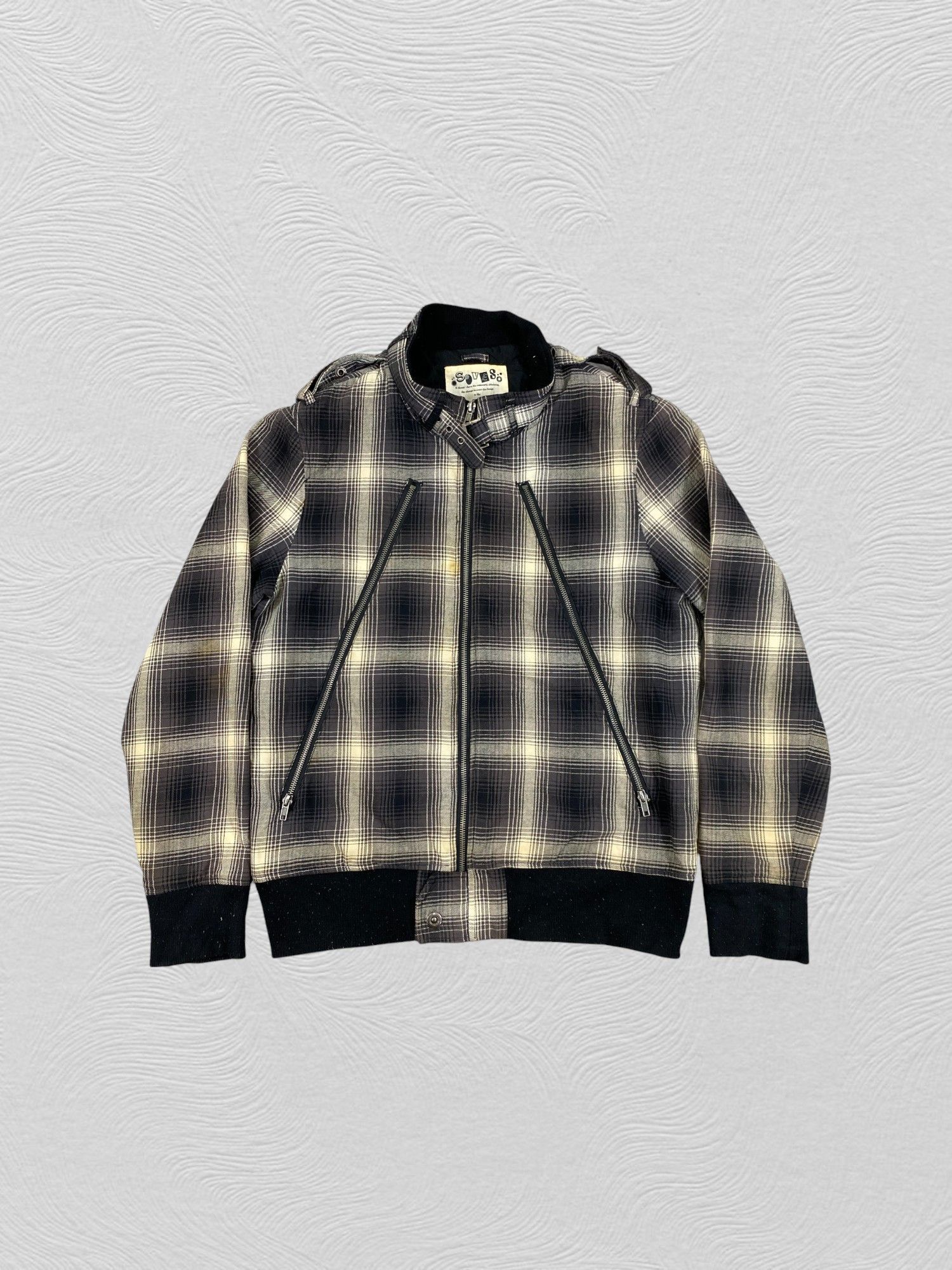 Japanese Brand Soveso Plaid Zipper Jacket- J432 Size US S / EU 44-46 / 1 - 1 Thumbnail
