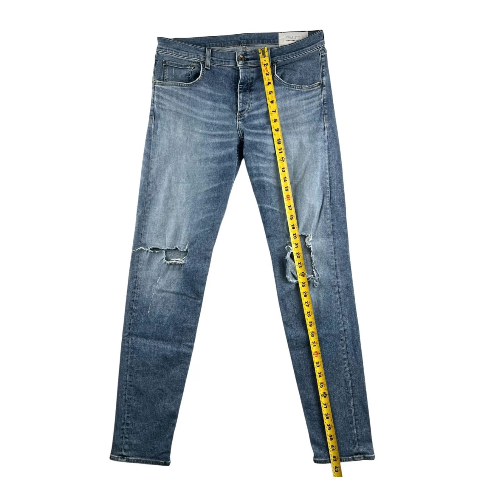 Rag & Bone rag & bone Men’s Fit 1 Denim Jeans Skinny Distressed 38x33 Blue Regular Pants Size US 38 / EU 54 - 6 Thumbnail