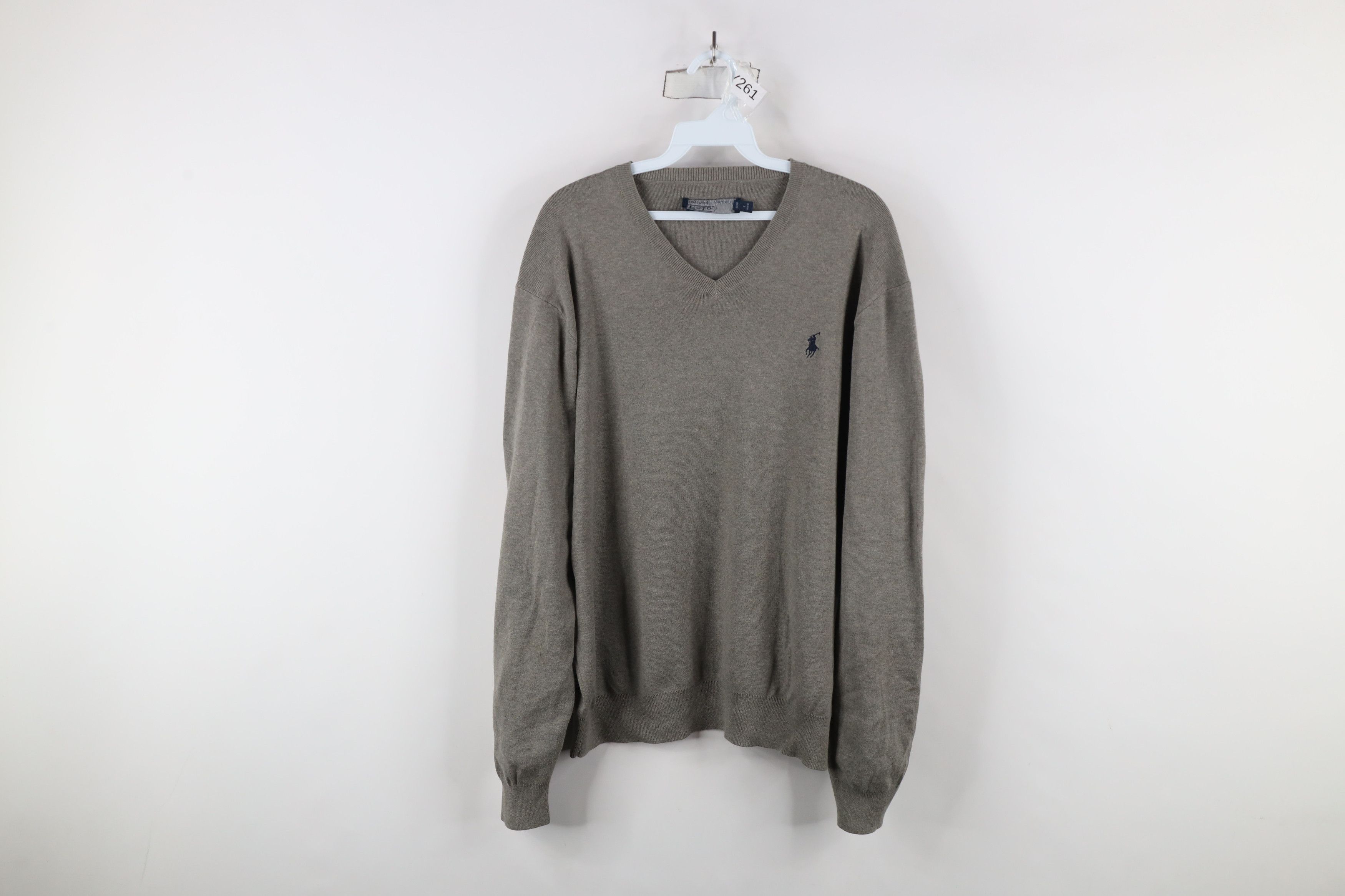 Ralph Lauren × Vintage Vintage 90s Ralph Lauren Knit V-Neck Sweater Heather Gray Size US XL / EU 56 / 4 - 1 Thumbnail