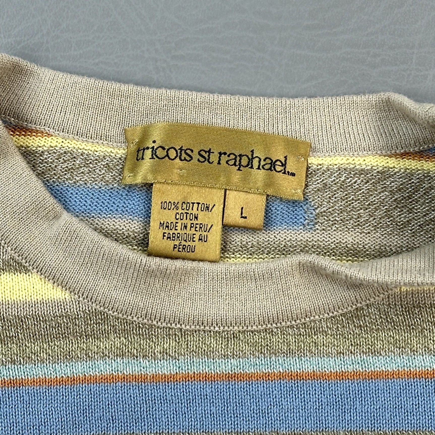 Vintage VINTAGE Tricots St Raphael Sweater Mens Large Striped Knit Pullover Boxy 90s Size US L / EU 52-54 / 3 - 4 Thumbnail