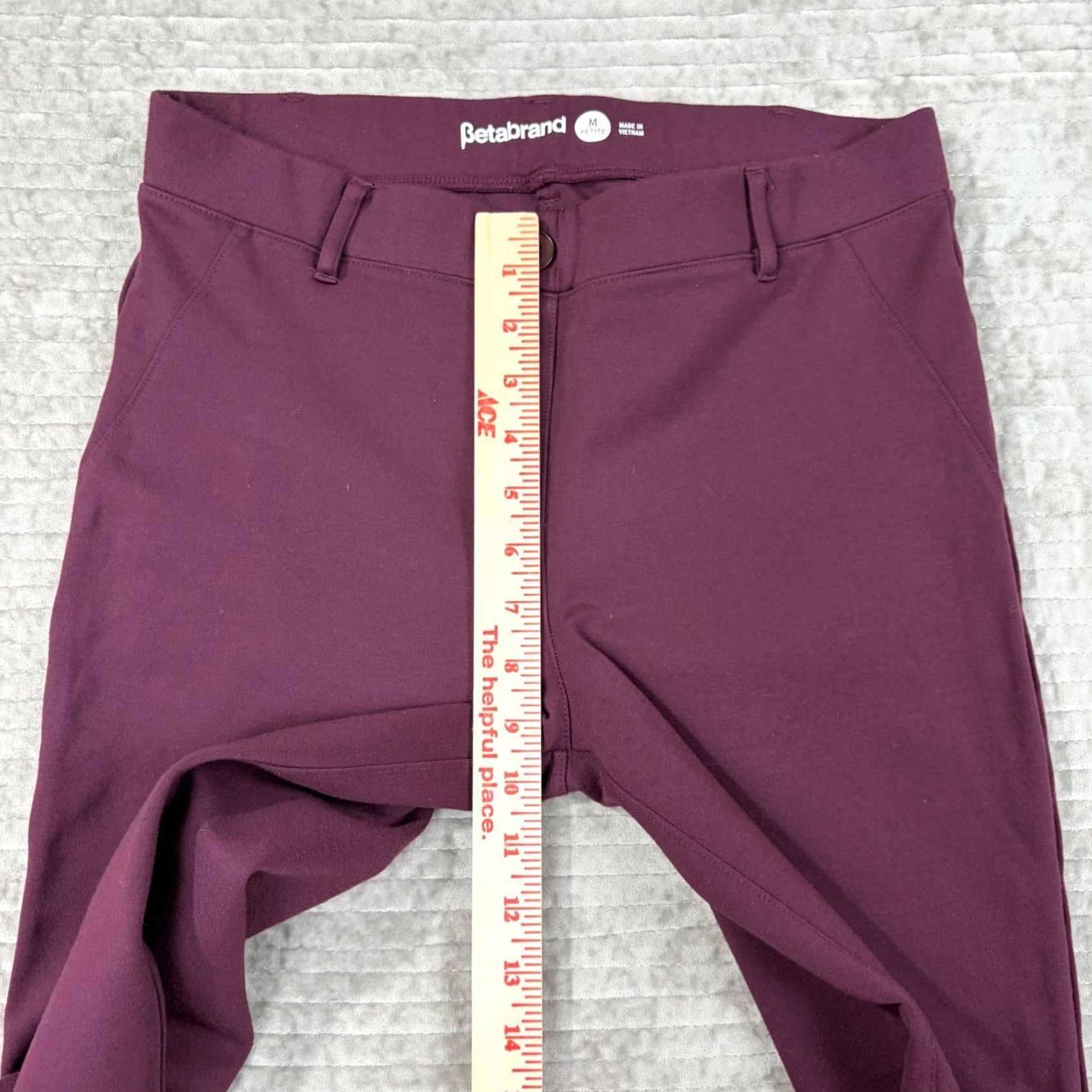 Vintage Betabrand Dress Pants Yoga Pants Burgundy Wine Straight Leg Petite Medium W0076-WN Size 32" / US 10 / IT 46 - 8 Thumbnail