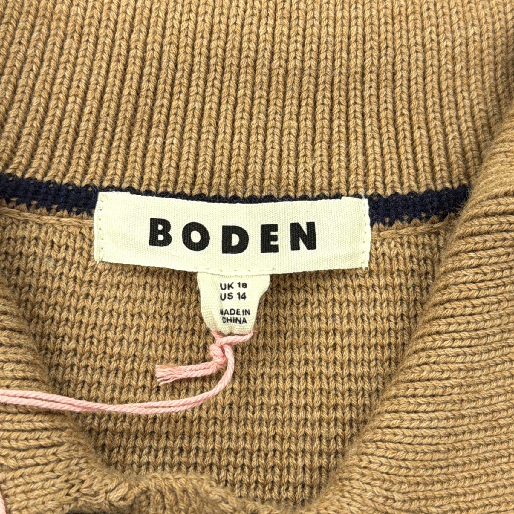 Boden Boden Cardigan Sweater Womens 14 Tan Cotton Wool Button Front Collared NWT Size XL / US 12-14 / IT 48-50 - 3 Thumbnail