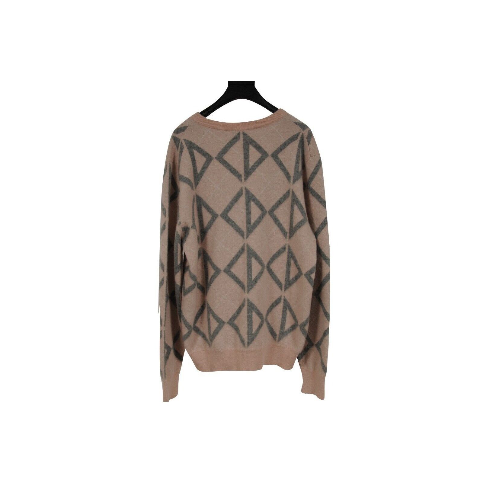 Dior Diamond Pattern V Neck Sweater Pink Gray Cashmere Size US M / EU 48-50 / 2 - 2 Thumbnail