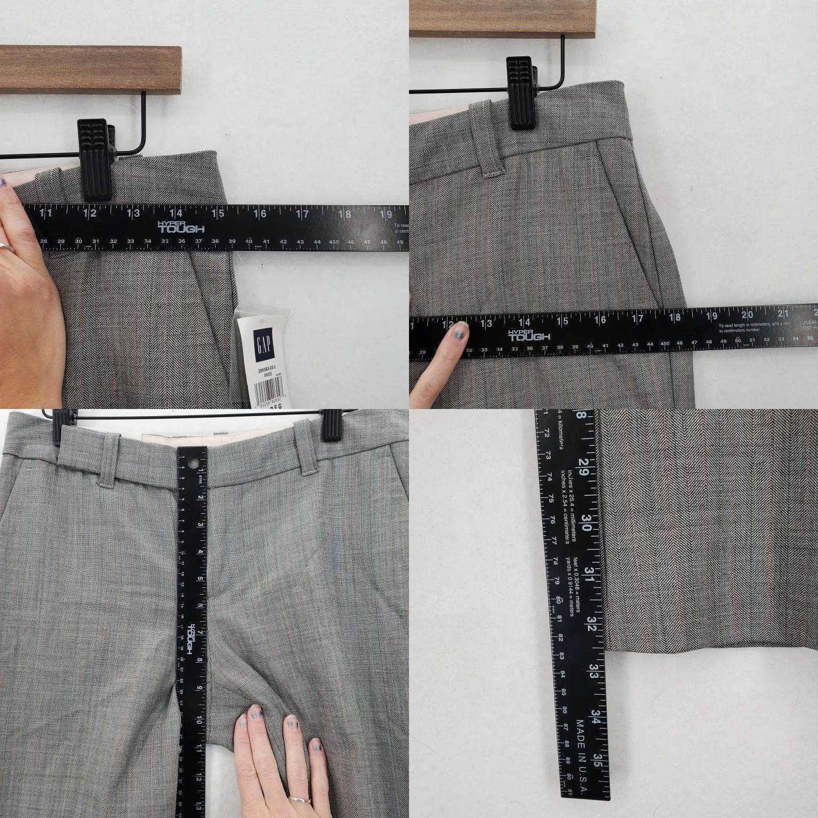 Gap VINTAGE Gap Pants Womens 6 Gray Herringbone Modern Fit Flare GapStretch NWT Dress Pants Workwear 2000s Size 28" / US 6 / IT 42 - 8 Thumbnail