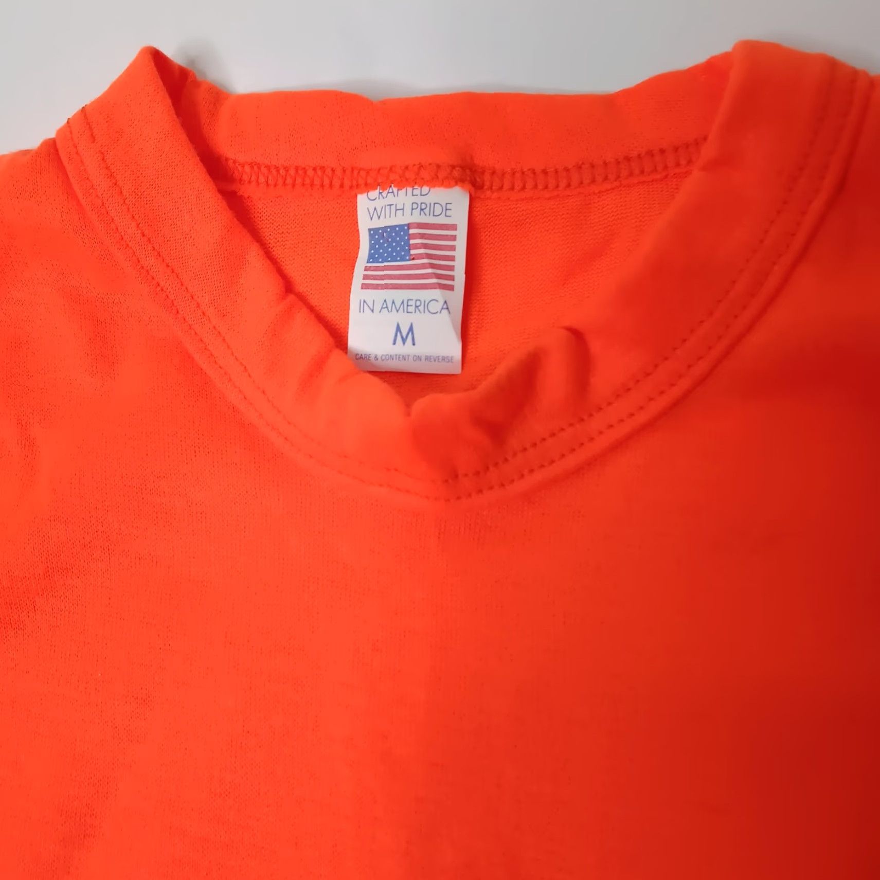 Vintage VINTAGE Crafted With Pride In America T Shirt M Orange Blaze Orange Hunting Retro Safety Single Stitch Hem Men Size M Shirts Size US M / EU 48-50 / 2 - 2 Thumbnail
