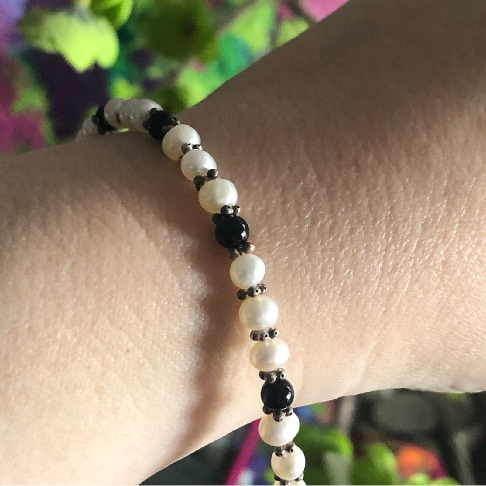 Vintage Vintage Imperial Pearl black onyx 925 bracelet Size ONE SIZE - 2 Thumbnail