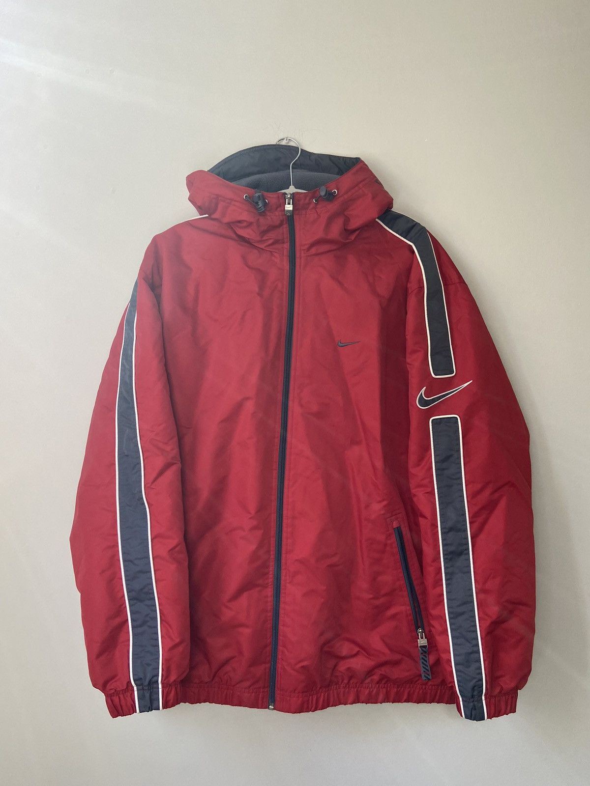 Nike × Vintage 2000s Nike Big Swoosh Stripe Heavy Jacket Size US L / EU 52-54 / 3 - 3 Thumbnail