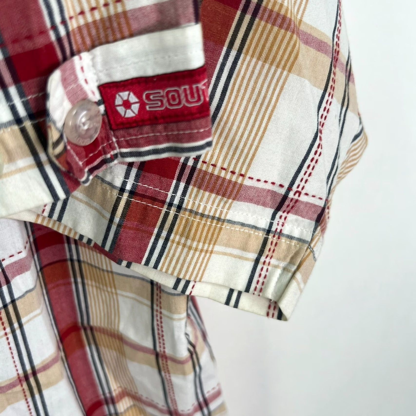 Southpole South Pole Shirt Mens 3XL Short Sleeve Button-Up Red/Tan Y2K Checked Size US XXL / EU 58 / 5 - 5 Thumbnail