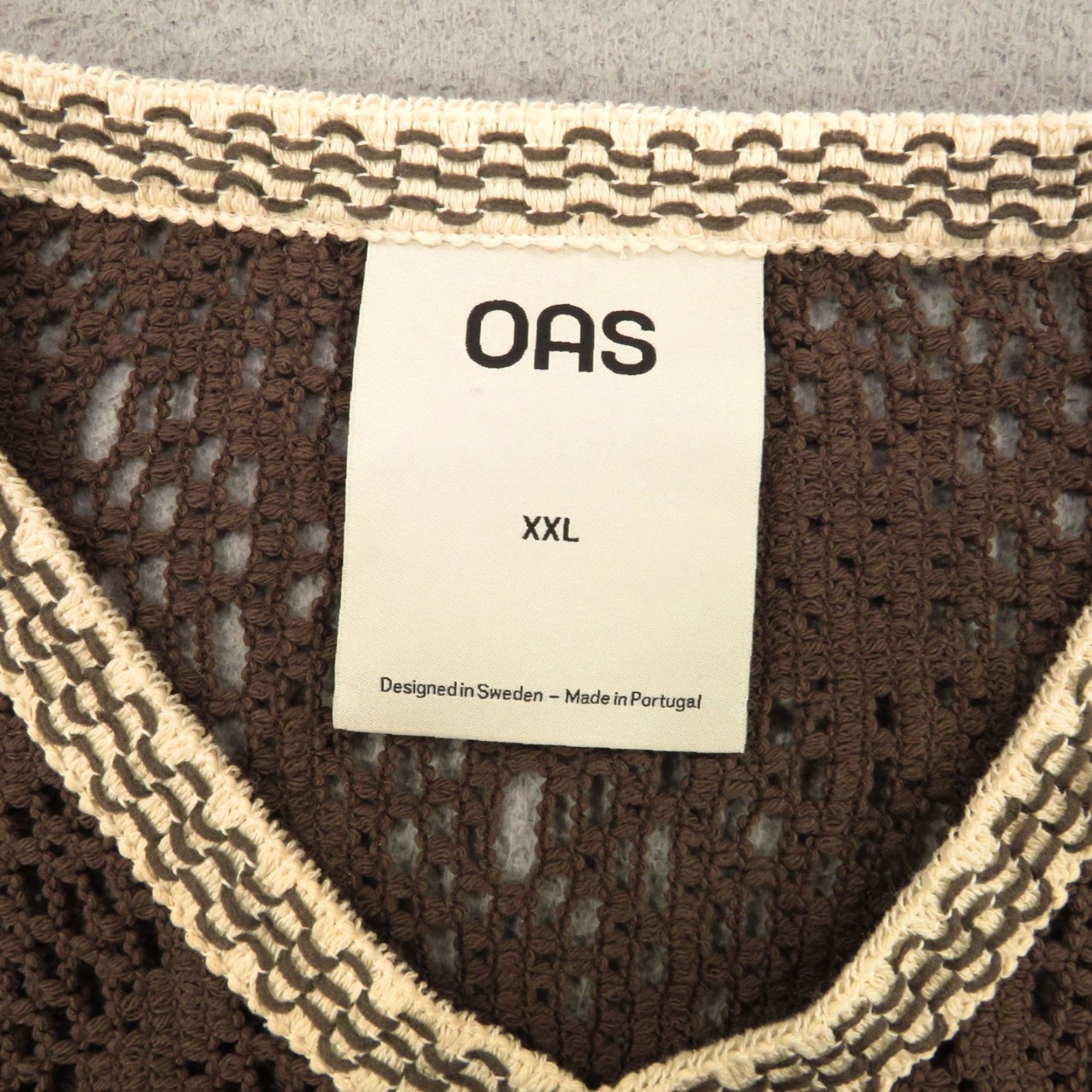 OAS OAS Vest Mens 2XL Brown V Neck Crochet Knit Graphic Luxury Resort Poolside Casual Size US XXL / EU 58 / 5 - 3 Thumbnail